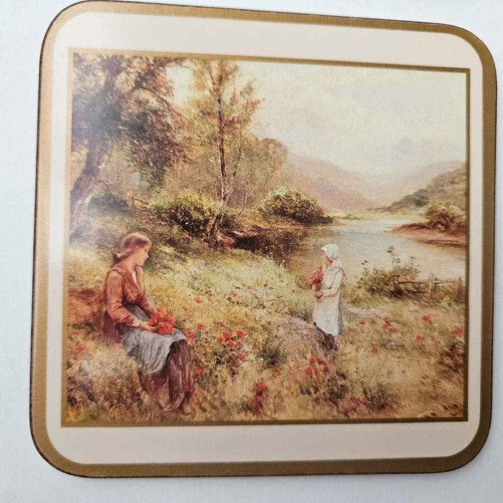 Pimpernel Coasters Country Life 4 x 4 England Village Cork Backed Mat Set 6 Read